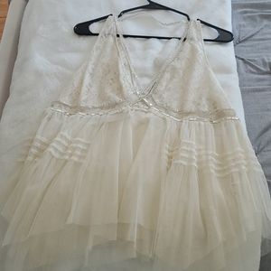 Free people cream sheer tank top